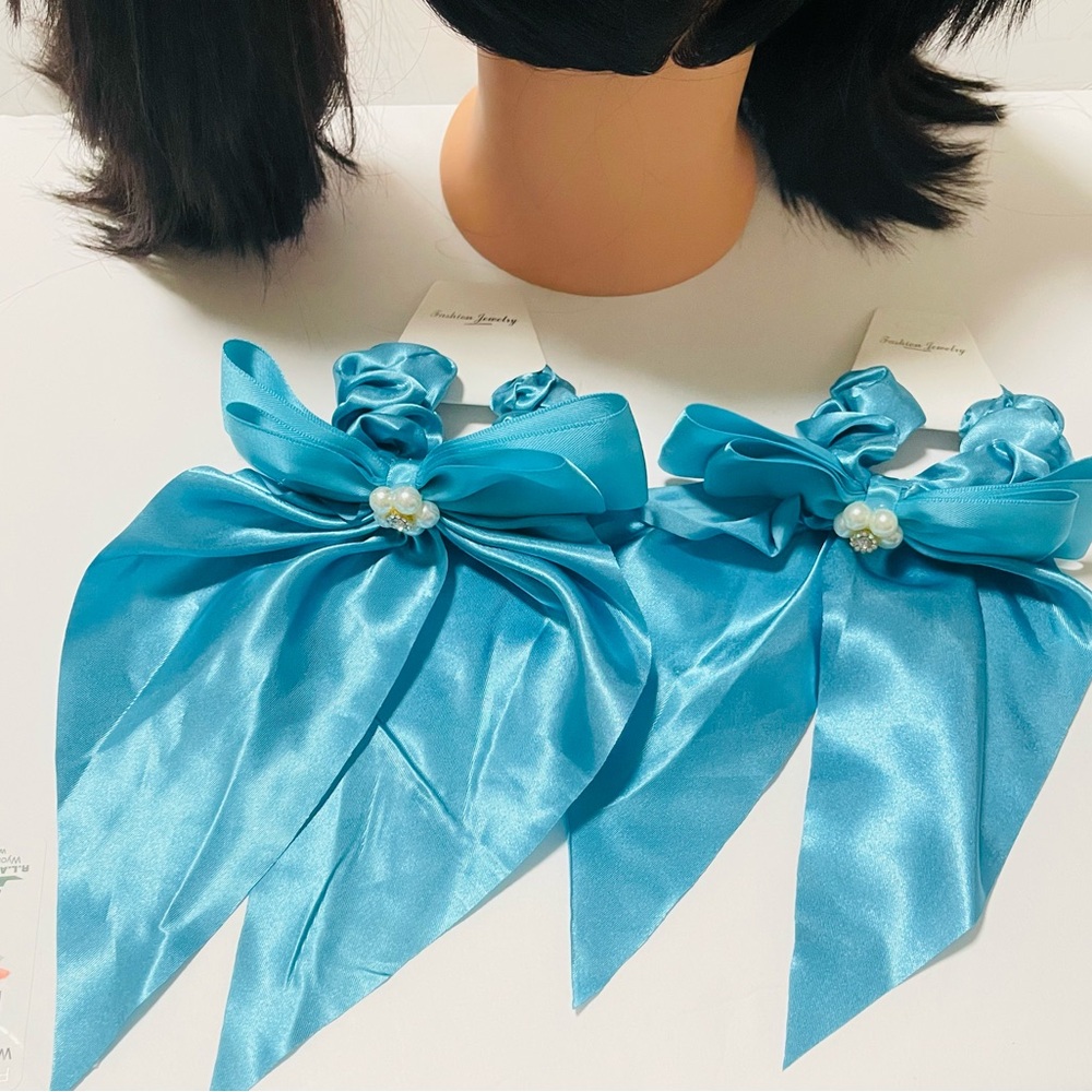 Elegant Blue Hair Bows with Pearl Accent for women and girl any ages